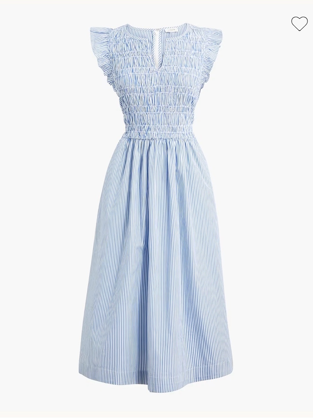 J. Crew Blue & White Striped Smocked Midi Dress